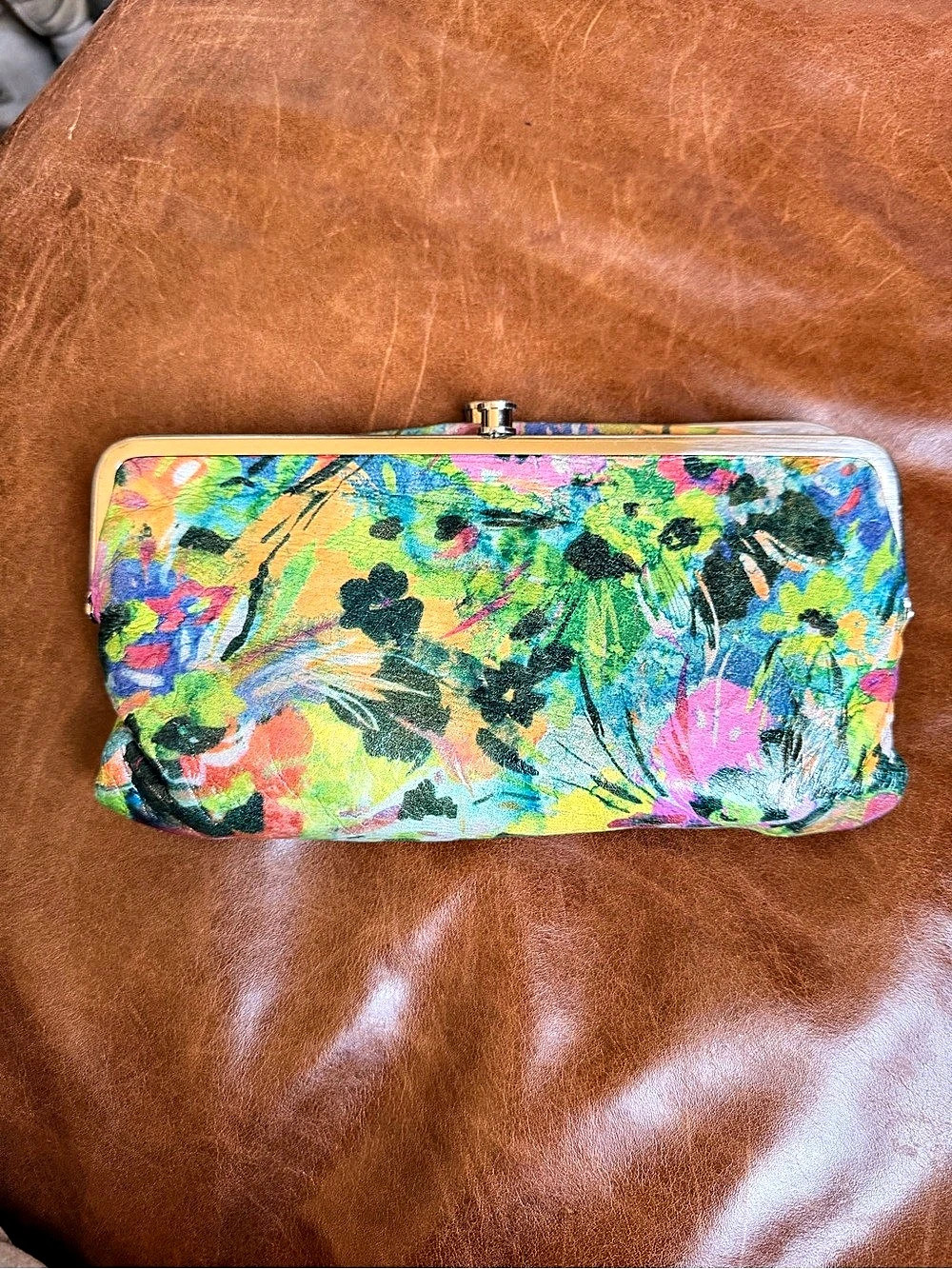 HOBO Lauren Clutch Wallet Floral Frame Multicolor & Green